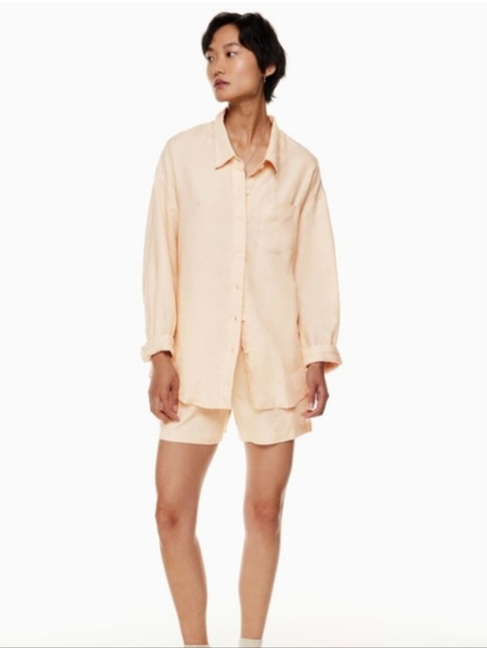 Wilfred Free Relaxed Linen Shirt,Pale Peach,Oversized XS